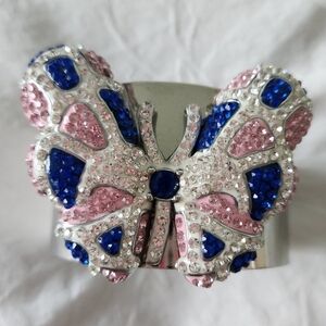Rhinestone Butterfly Cuff Bracelet